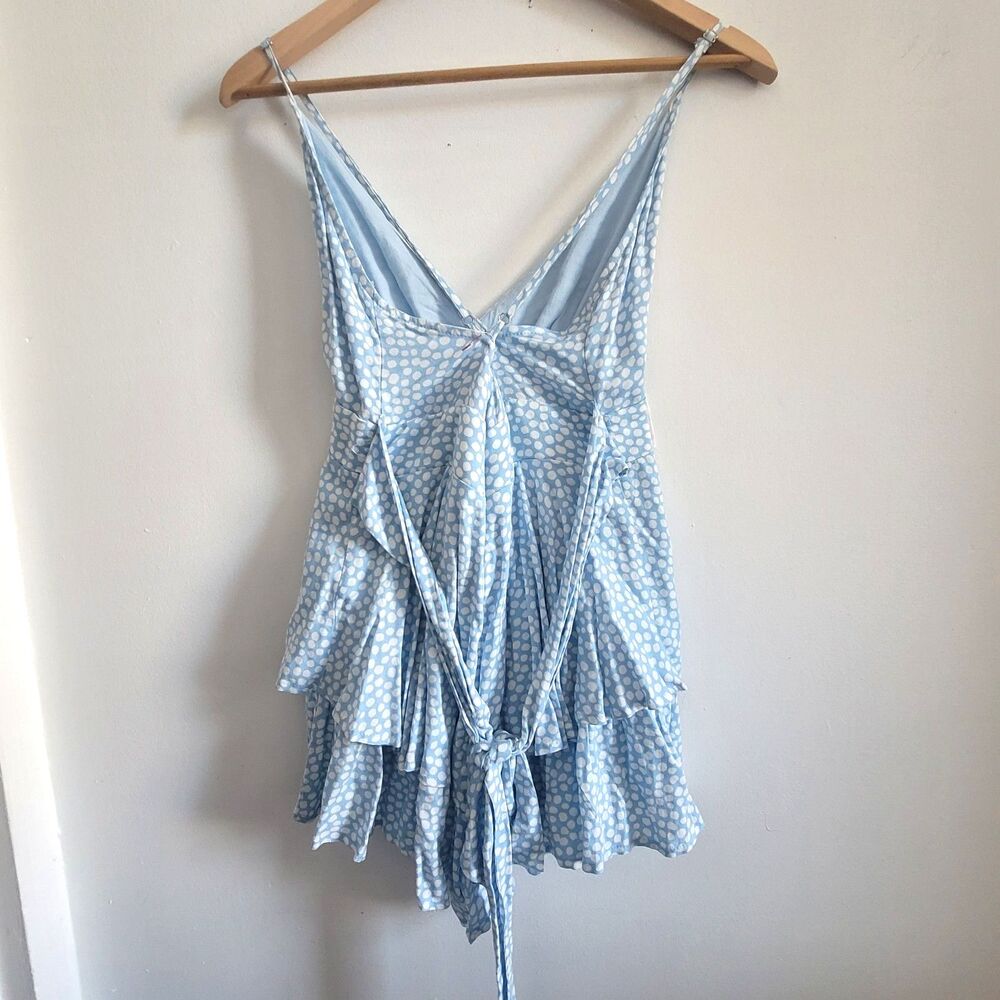 Skylar + Madison Blue White V-Neck Spaghetti Strap Dress M - Picture 2 of 14
